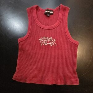 Red Ribbed Tank Top‎
